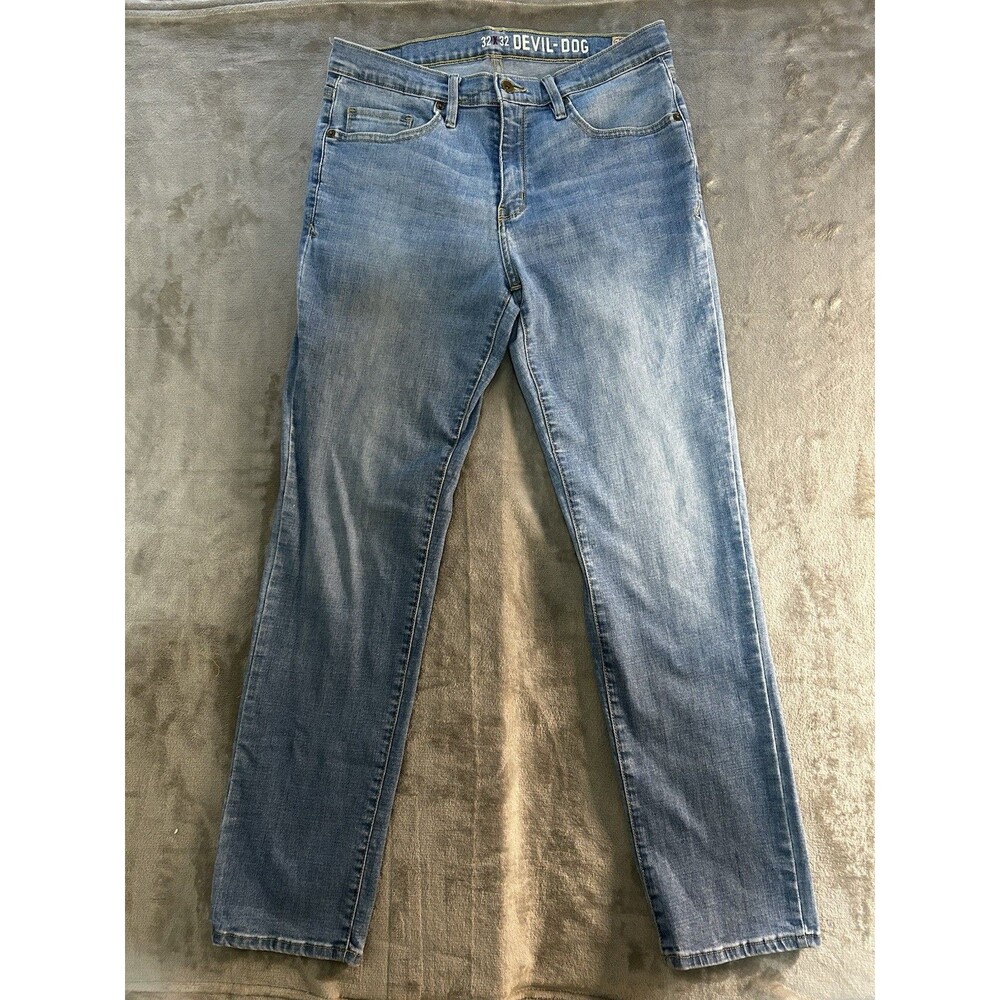 Devil-Dog Men’s Slim Straight Jeans 32x32 Light Wash Stretch Denim Pants